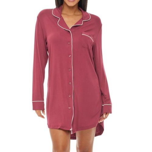 ADR Womens Sleep Shirt 100% Cotton Lightweight Night Shirt Pajama Button Down Top