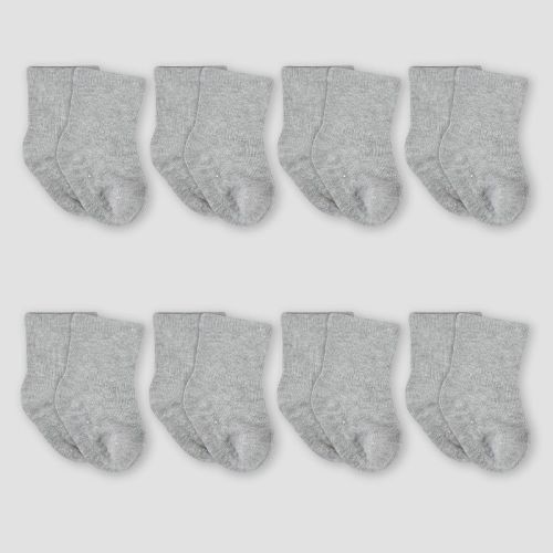 Gerber Baby 8pk Wiggle Proof Socks, Color: Gray, Size: 0-6M