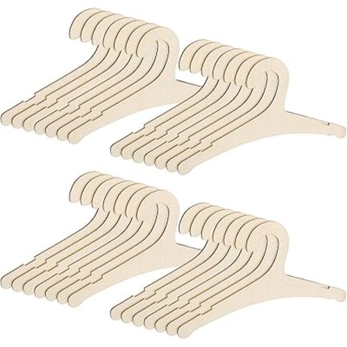 Prasacco 30 Pcs Wooden Baby Hangers, 9 x 4.7 Inch Wooden Kids Hangers Cute Non Slip Children's Hanger for Baby, Toddler, Children's Coats, Dress, Pants, Jackets (Wood Color)