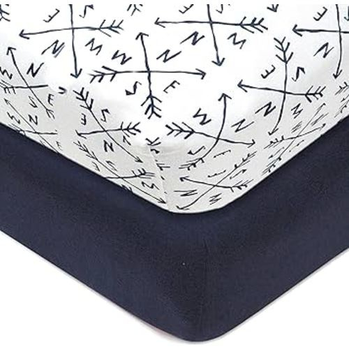 HonestBaby unisex baby 2-Pack Organic Cotton Fitted Crib Sheets Wearable Blanket, Compass, One Size