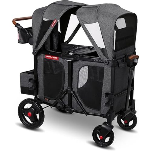 Radio Flyer Voya XT Stroller Wagon, 2 Seater Wagon Stroller for Kids, Baby Stroller Wagon