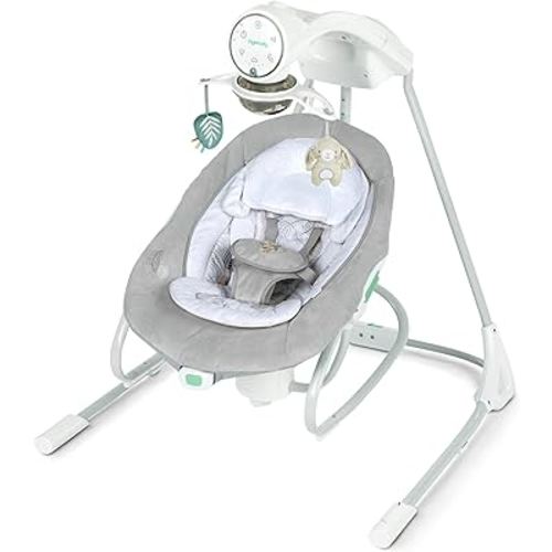 Ingenuity InLighten 2-in-1 Soothing Baby Swing & Rocker - Vibrating Swivel Infant Seat, Soothing Sounds, Lights - Remy