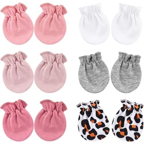 BQUBO Newborn Infant Toddler Mittens No Scratch Cotton Elastic Wrist Gloves Hypoallergenic for 0-6 Months Baby Boys Girls
