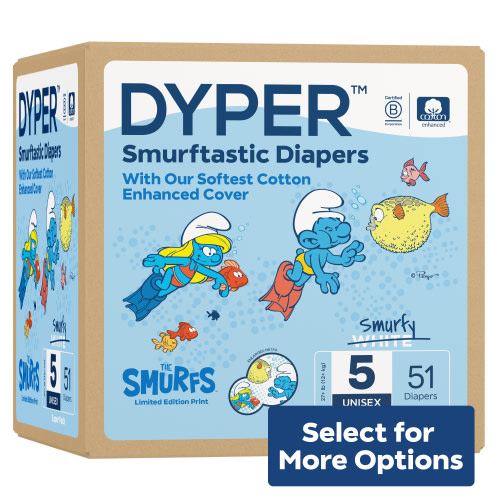 DYPER Cotton-Enhanced Diapers Smurfs Edition, Size 5, 51 Count (Select for More Options)