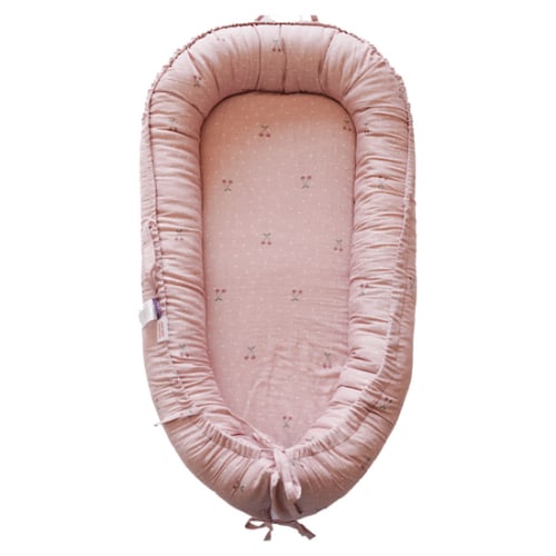 Premium Portable Adjustable Classic Baby Lounger - Cotton_Muslin-Cherr