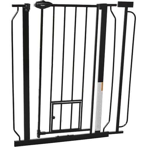 Carlson Extra Tall Walk Through Pet Gate with Small Pet Door, for Openings 29"-39" Wide,Includes 4-Inch Extension Kit, 4 Pack Pressure Mount Kit and 4 Pack Wall Mount Kit, Black