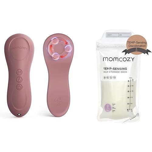 Momcozy Kneading Lactation Massager with Heat Temp-Sensing Breastmilk Storing Bags 120PCS