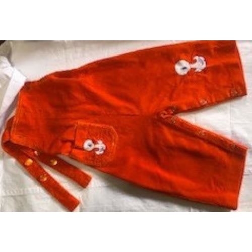 Vintage 1970's Antelope Child's/Kid's Orange Overalls with Duck Motif Decoration