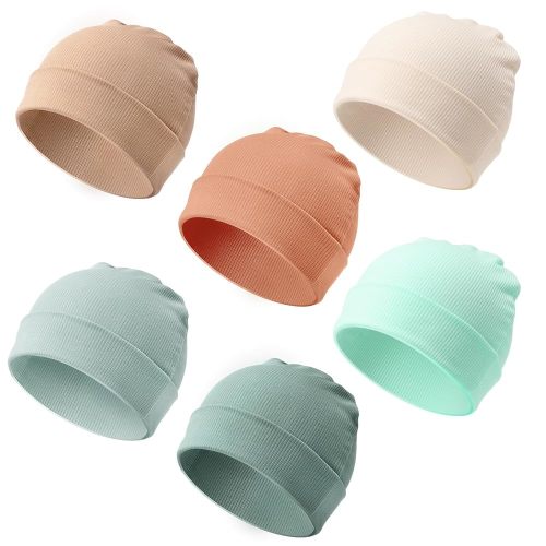 DRESHOW BQUBO 6 Pack Baby Newborn Hats Set for Unisex Infant Newborn Toddler Soft Beanie Hat for Boys Girls 0-24 Months