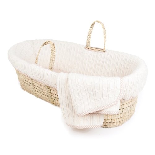 Goolsby Cable Knit Moses Basket with Bedding