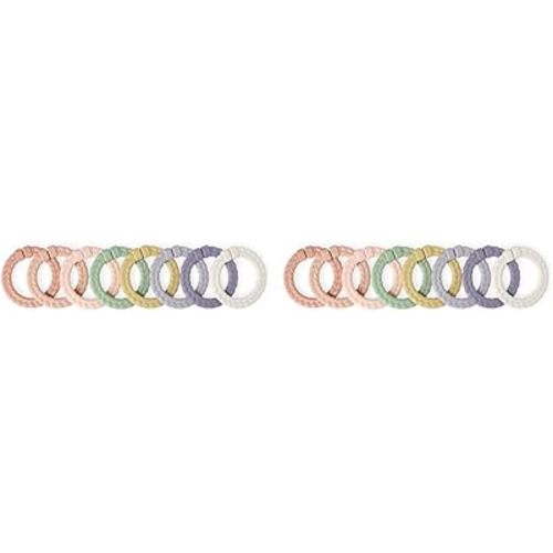 Itzy Ritzy Linking Ring Set; Set of 8 Braided, Rainbow-Colored Versatile Linking Rings; Attach to Baby's Car Seat, Stroller & Activity Gym to Keep Toys Nearby; Pink Rainbow (Pack of 2)