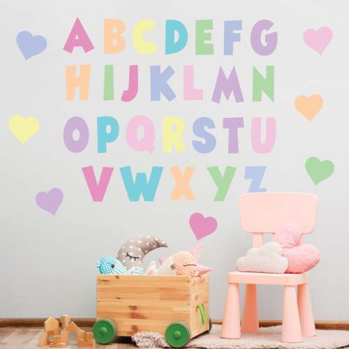Pastel Rainbow Alphabet Wall Decals, ABC's, Eco Friendly Nursery Decor, ABC Wall Stickers, Kids Room Wall Decals