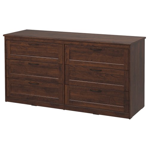 SONGESAND 6-drawer dresser - brown 63 3/8x32 1/4 "