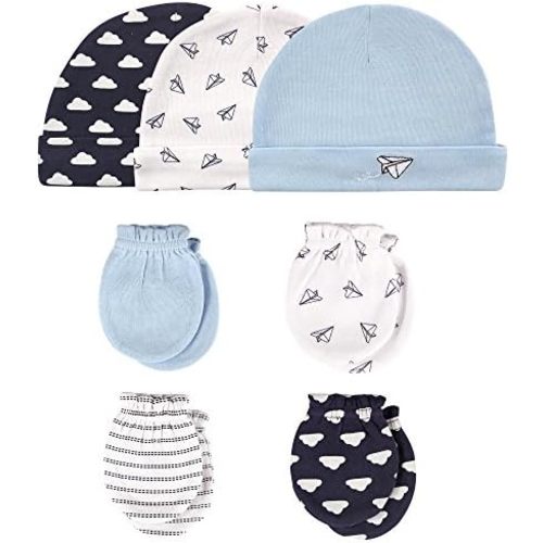 Hudson Baby Unisex Baby Cotton Cap and Scratch Mitten Set