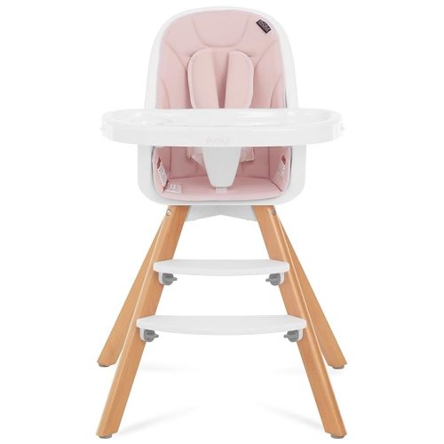 Evolur Zoodle 2 in 1 Convertible Baby High Chair in Pink, Easy to Clean, Adjustable and Removable Tray, Compact and Portable High Chair, Foldable High Chair with Adjustable Footrest