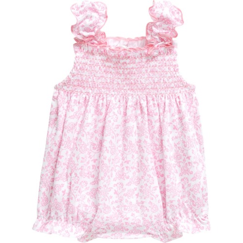 Baby Print Pima Cotton Bubble Romper, 6-9M, Pink