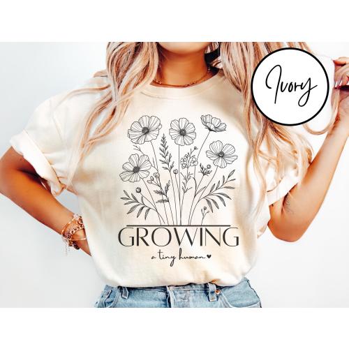 Comfort Colors Growing A Tiny Human Soon To Be Mom Shirt Im Pregnant Daughter Expecting Mom Gift Pregnancy Reveal Baby Announcement Ideas