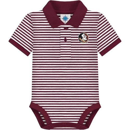 Creative Knitwear College Baby Striped Polo Bodysuit - Team Logo, Multiple Colors, for Boys & Girls (0-12 Months)