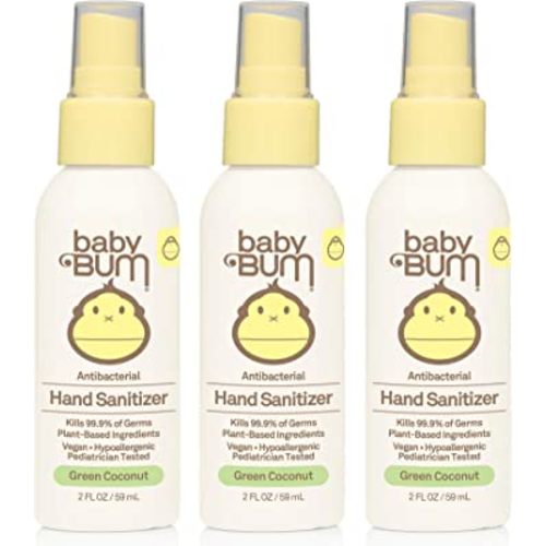 Baby Bum Hand Sanitizer - Antibacterial Spray - Natural Fragrance Non-Drying Coconut and Aloe Formula Perfect for Sensitive Skin - Travel Size - 2 Ounce (Pack of 3)