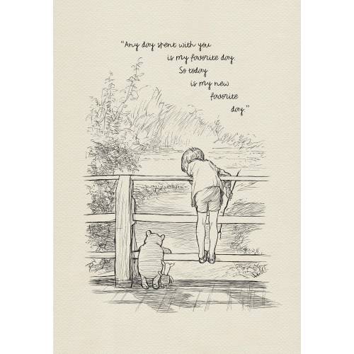 Any day spent with you...  Winnie the Pooh Sayings - Nursery Wall Art Decor Classic Vintage style Gift Print Pooh Poster #285
