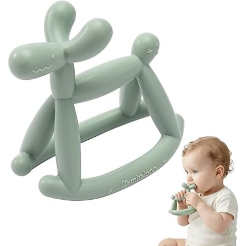 Baby Teething Toys, Food Grade Baby Teether Toys for Babies 3 6 12 18 Months, Jellydog Silicone Teethers Toddlers Chew Toys BPA Free Baby Gift (Mint Green)