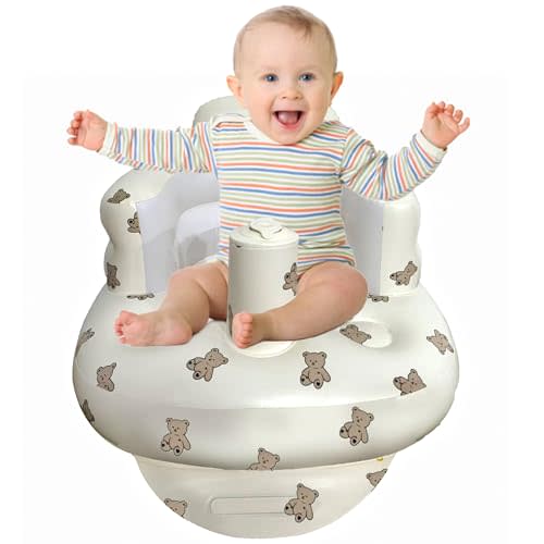 Inflatable Baby seat, Baby Seats for Infants for Sitting up, Comfortable Baby Seats for Sitting up 3 Months and up, sit up Chair for Baby, Inflatable Baby Chair with Built in Air Pump – Teddy Bear