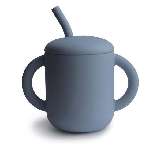 Mushie Baby Silicone Training Cup + Straw - Tradewinds