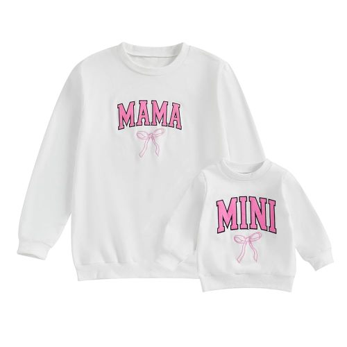 Karwuiio Mommy and Me Fall Outfits Mama and Mini Sweatshirts Family Matching Outfits Letter Print Pullover Sweatshirt Tops