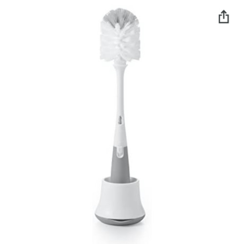 OXO TOT Bottle Brush with Bristled Cleaner & Stand - Gray
