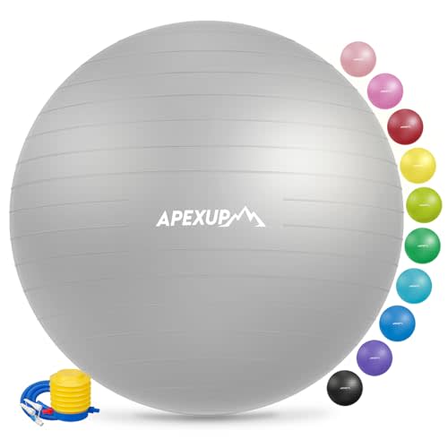 APEXUP Yoga & Pilates Ball - Anti Slip Heavy Duty Gym Ball for Fitness, Balance & Core Workout