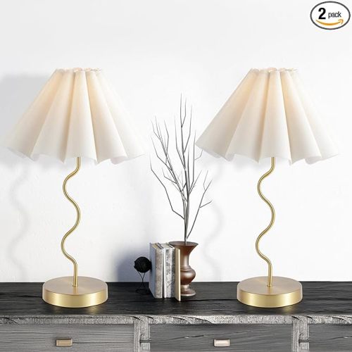 Pleated Table Lamp, Set of 2- gold