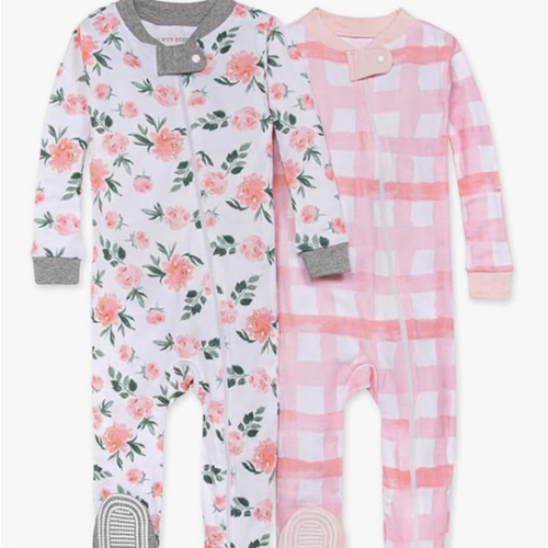 Burt's Bees Baby Girls' Pajamas, Zip Front Non-slip Footed Pjs, 100% Organic Cotton and Toddler Sleepers