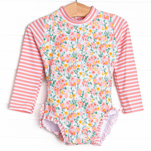 Wildflower Fields Long Sleeve One Piece Rash Guard, Pink – Stitchy Fish