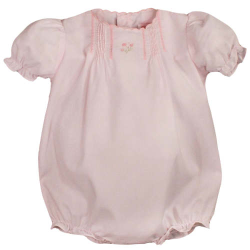 Flower Embroidered Heirloom Pink Bubble 9 months