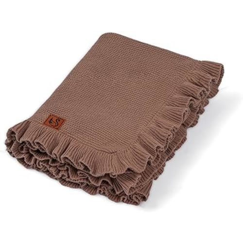 Ruffle Knit Blanket for Baby - 100% Luxury Soft Cotton Knit Warm Cozy Cuddle Stroller Crib Blanket for Newborns, Infants, & Toddlers (Mocha)