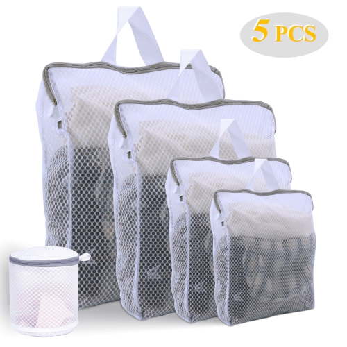 Mesh Laundry Bags for Delicates, 5 PCS Hanging Honeycomb Laundry Bags with Sturdy Zipper for Home