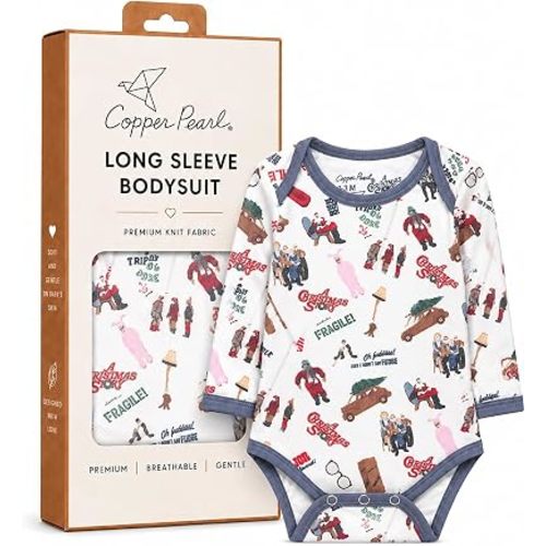 Copper Pearl Long Sleeve Bodysuit Baby: Ultra Soft Baby for Newborns, Boys, and Girls - Stylish, Comfortable, Overlap Shoulders, Premium Knit Fabric - 0-3 Months, A Christmas Story