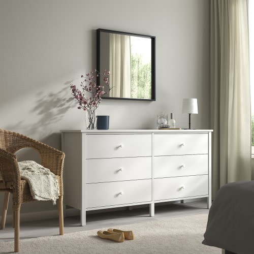 KILBERGET 6-drawer chest - white/anchor/unlock function 56 3/4x30 3/4 "
