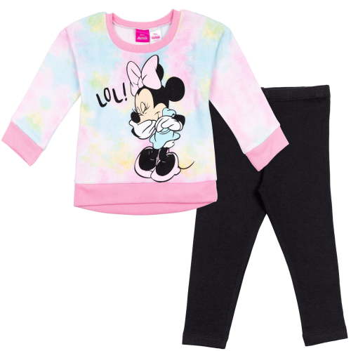 Disney Minnie Mouse Infant Baby Girls Fleece Sweatshirt and Leggings Outfit Set Infant to Big Kid
