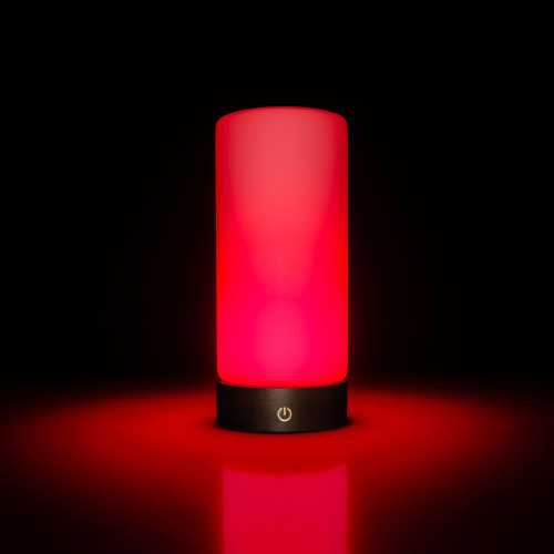 RŪBI Red Light Therapy Lamp – 670nm Wavelength for Sleep, Relaxation & Wellness | Adjustable Brightness | Elegant Glass and Wood Design