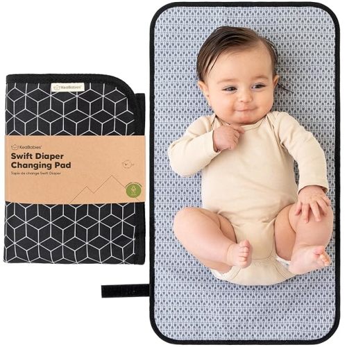Portable Diaper Changing Pad - Waterproof Foldable Baby Changing Mat - Travel Diaper Change Mat - Lightweight Changing Pads for Baby - Baby Changer - Machine Washable (Black Geo)