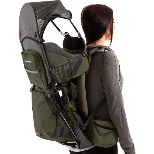 Hiking Baby Carrier Backpack - Comfortable Baby Backpack Carrier - Toddler Hiking Backpack Carrier - Child Carrier Backpack System with Diaper Change Pad, Insulated Pocket + Rain and Sun Hood