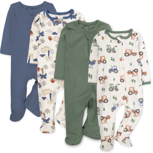 Baby Essentials, Infant Boys Footie Bodysuits, 3 Months, Multicolor