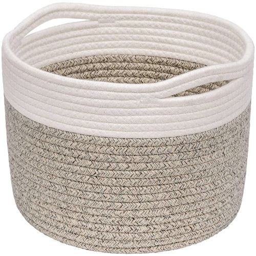 INDRESSME Small Woven Storage Basket, 9.4 x 7.1 inches, Small Round Rope Baskets with Handles, Dog Toy Storage, Mini Laundry Baskets for Organizing, Mini Toy Basket for Gifts Empty