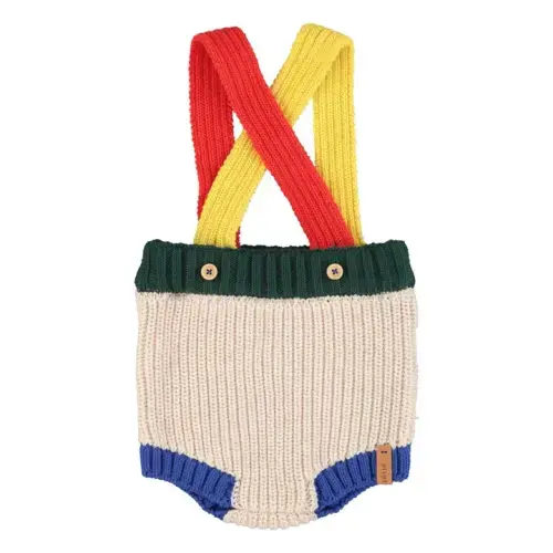 Piupiuchick - Organic cotton knit romper - Ecru | Smallable