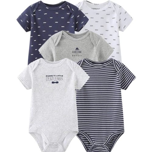 Kiddiezoom Baby Bodysuit Newborn Short Sleeve baby One-Piece Cotton 5-Pack baby clothes