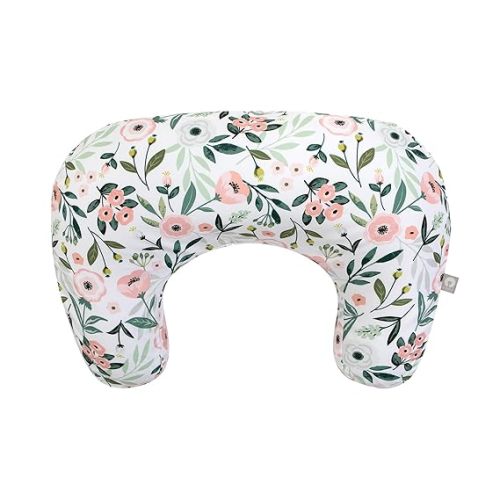 Boppy Nursing Pillow - Ergonomic Bottle & Breastfeeding Pillow with High, Firm, Large Area, Water-Repellent Cushion with Washable Cover; Baby Safety Alliance Verified - Pink Garden Flowers