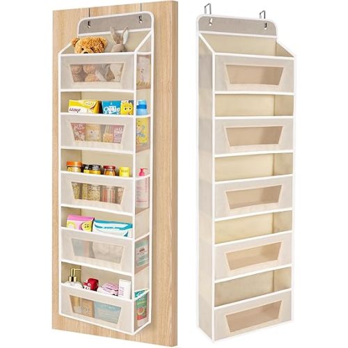 Meolsaek Over The Door Organizer, 5 Tier Behind The Door Storage, 46lbs Load and Anti-Tilt Design, Heavy Duty Over the Door Storage Perfect for Closet Organizers, Bathroom Storage