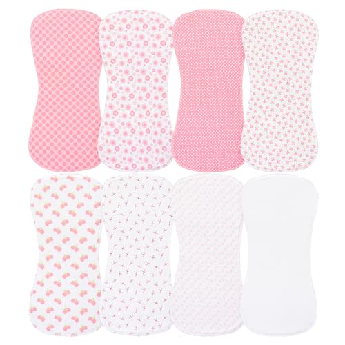 lazyrhino 8 Pack Baby Burp Cloths, Unisex for Boys and Girls, Super Absorbent and Soft Towel,Solid Color (Pink-qt)