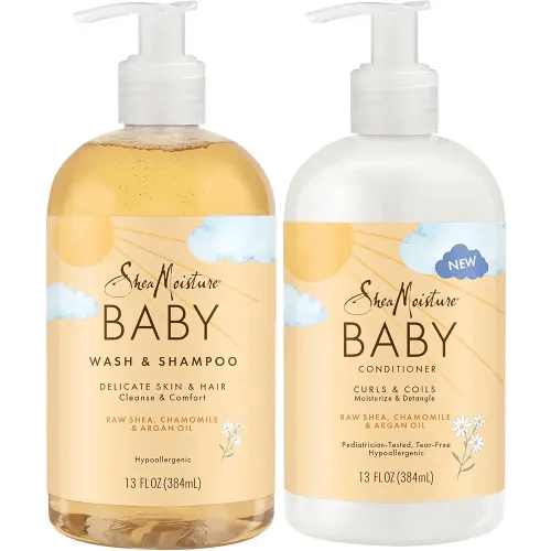 Shea Moisture Baby Care Set – Baby Wash & Shampoo + Baby Conditioner, Delicate Skin & Hair Care, Moisturizer & Detangler for Coily & Curly Hair, 13 Oz Ea (2 Piece Set)